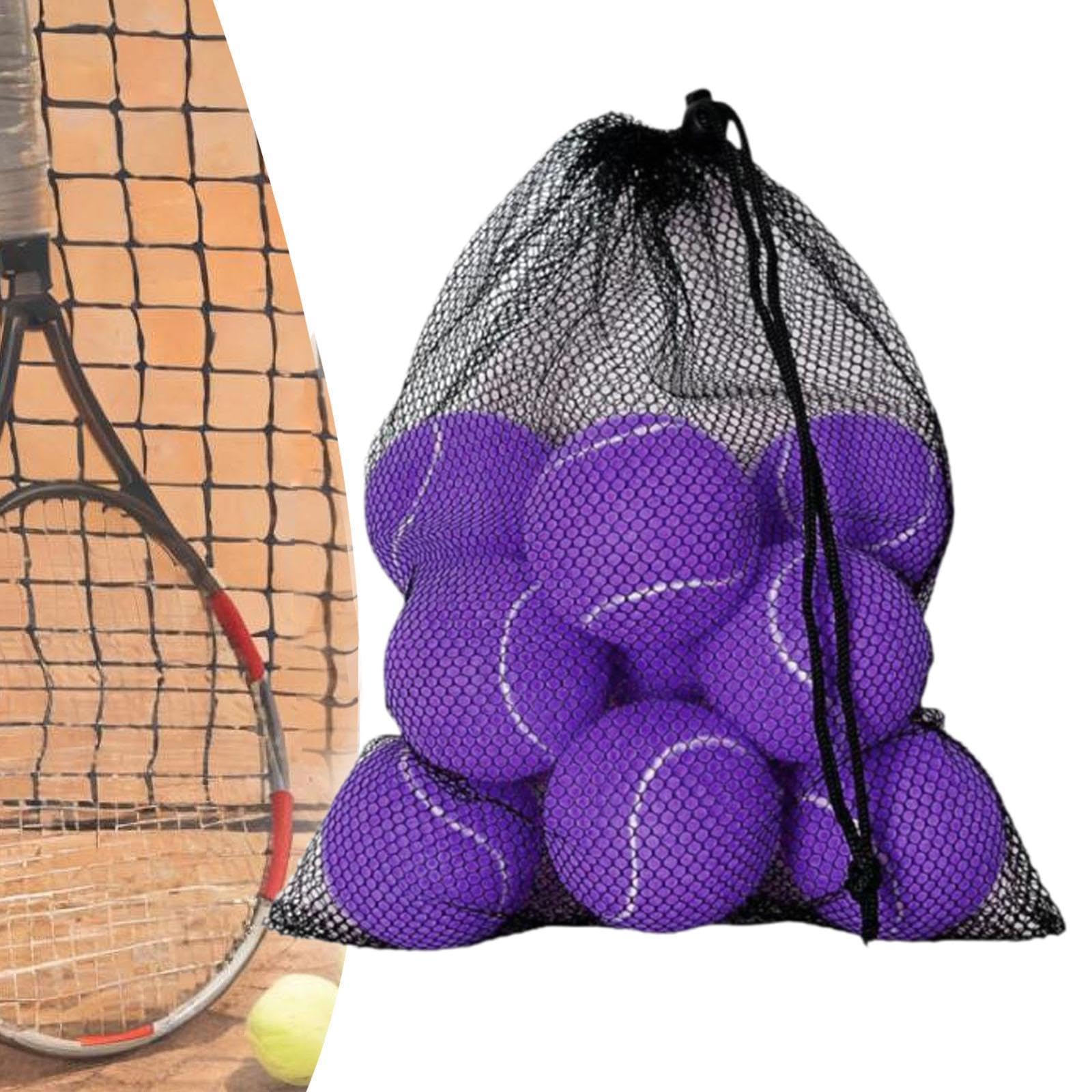 12 Pelotas Tennis Pelotas Práctica Entrenamiento Juego Resistente Material Goma Felt con Bolsa Uso Portátil Adecuado para Niños Adultos Ejercicio Al a, PÚRPURA