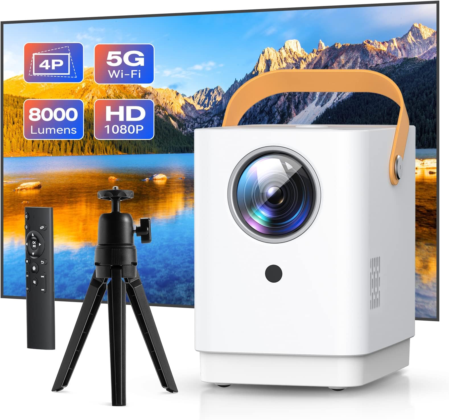 Mini Projecteur Android TV Intégré , SUREWHEEL Video Projecteur