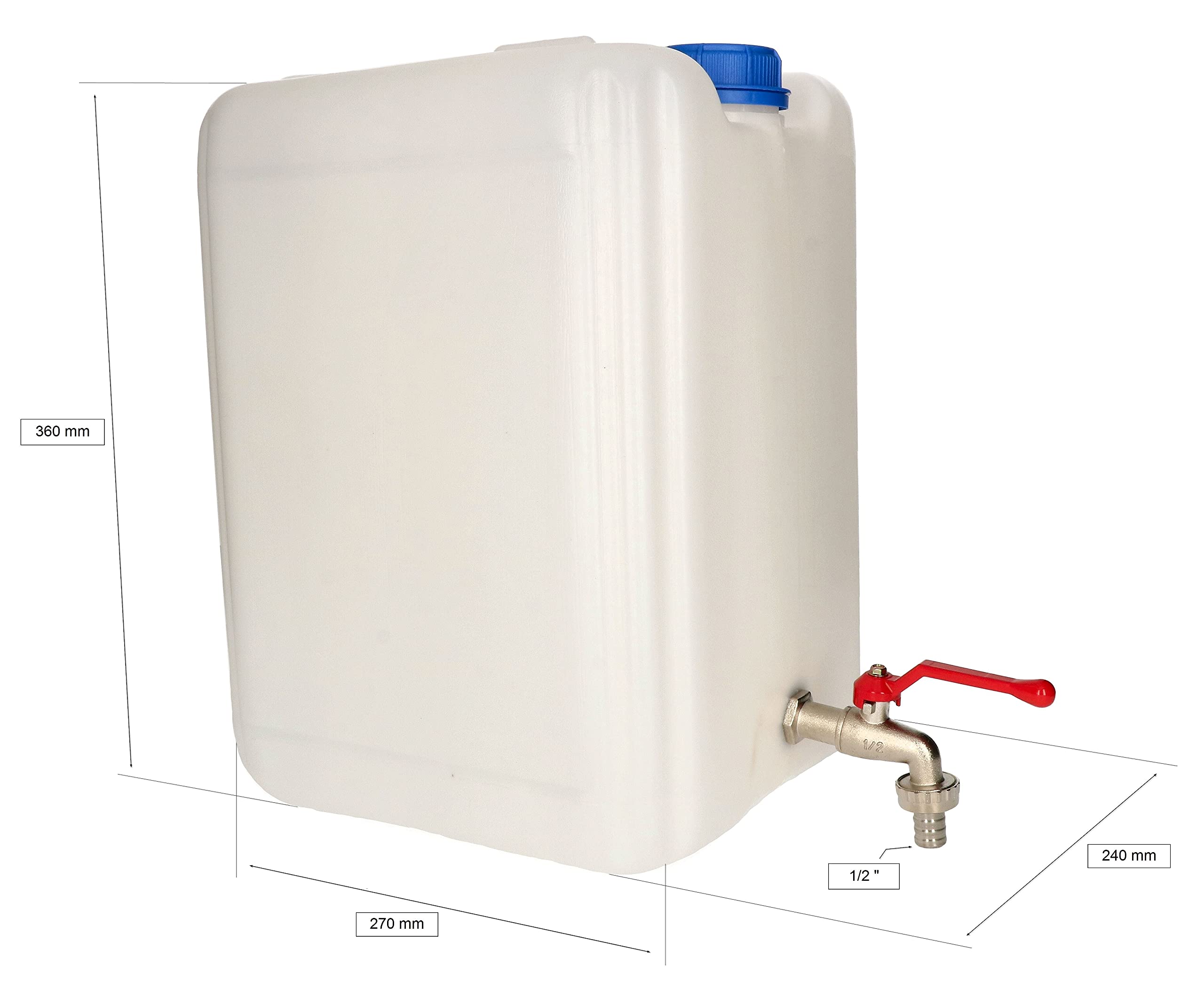 Kotarbau® - Tanica dell’acqua in plastica per acqua potabile con rubinetto in metallo, 20 l