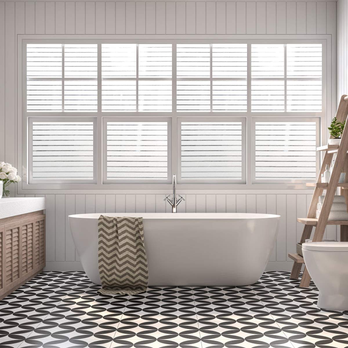 pellicola per vetri finestre Privacy Non Adesivo Anti UV Adesione Statica Pellicola Smerigliata per Finestre Vetri-Autoadesive per Ufficio Bagno (Bianca, 90 * 200CM)