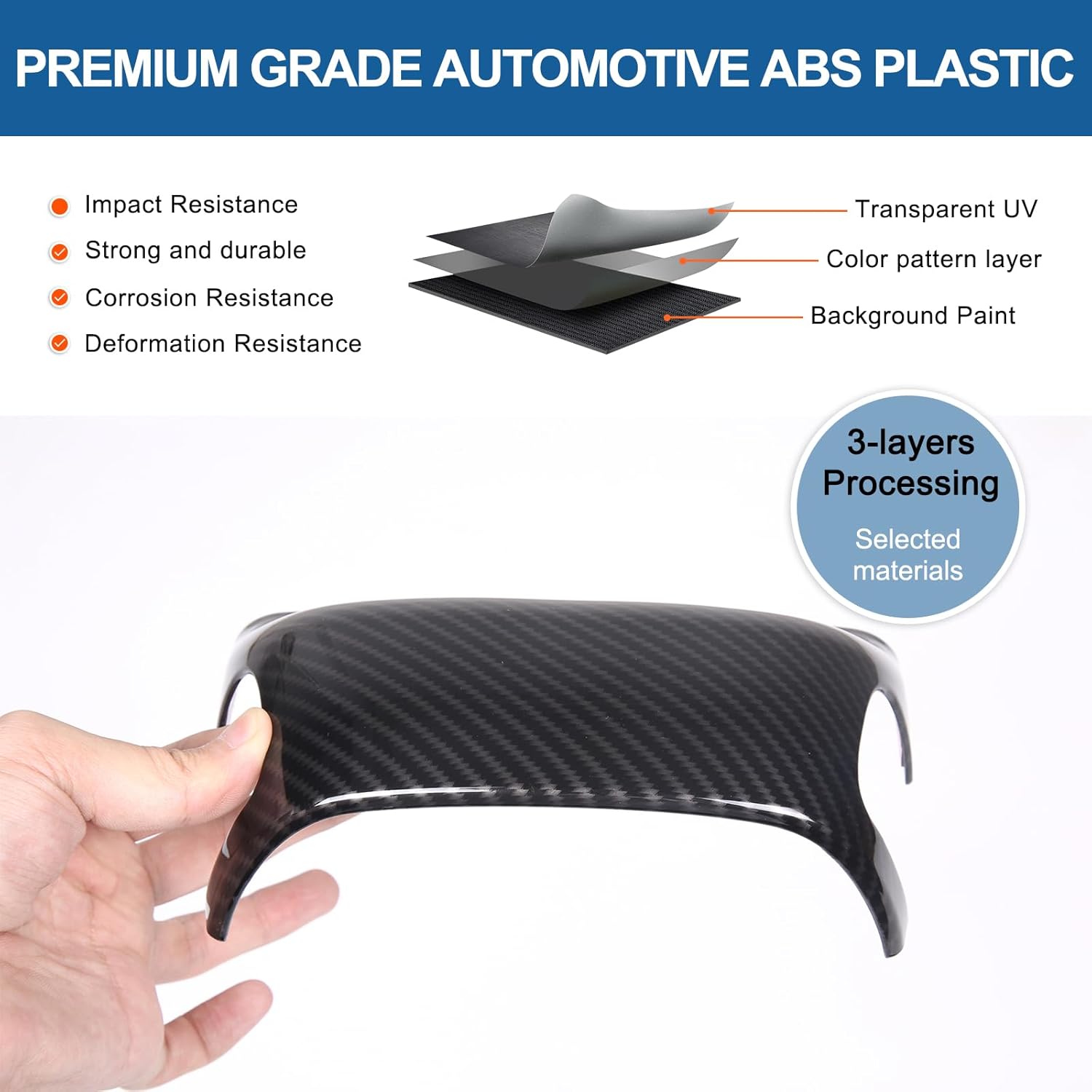 Steering Wheel Base Upper Trim Cover Compatible with Corvette C8 Stingray 2020-2025 ABS 1PCS,C8 Interior Steering Wheel Cover Trim Accessories (ABS Carbon)