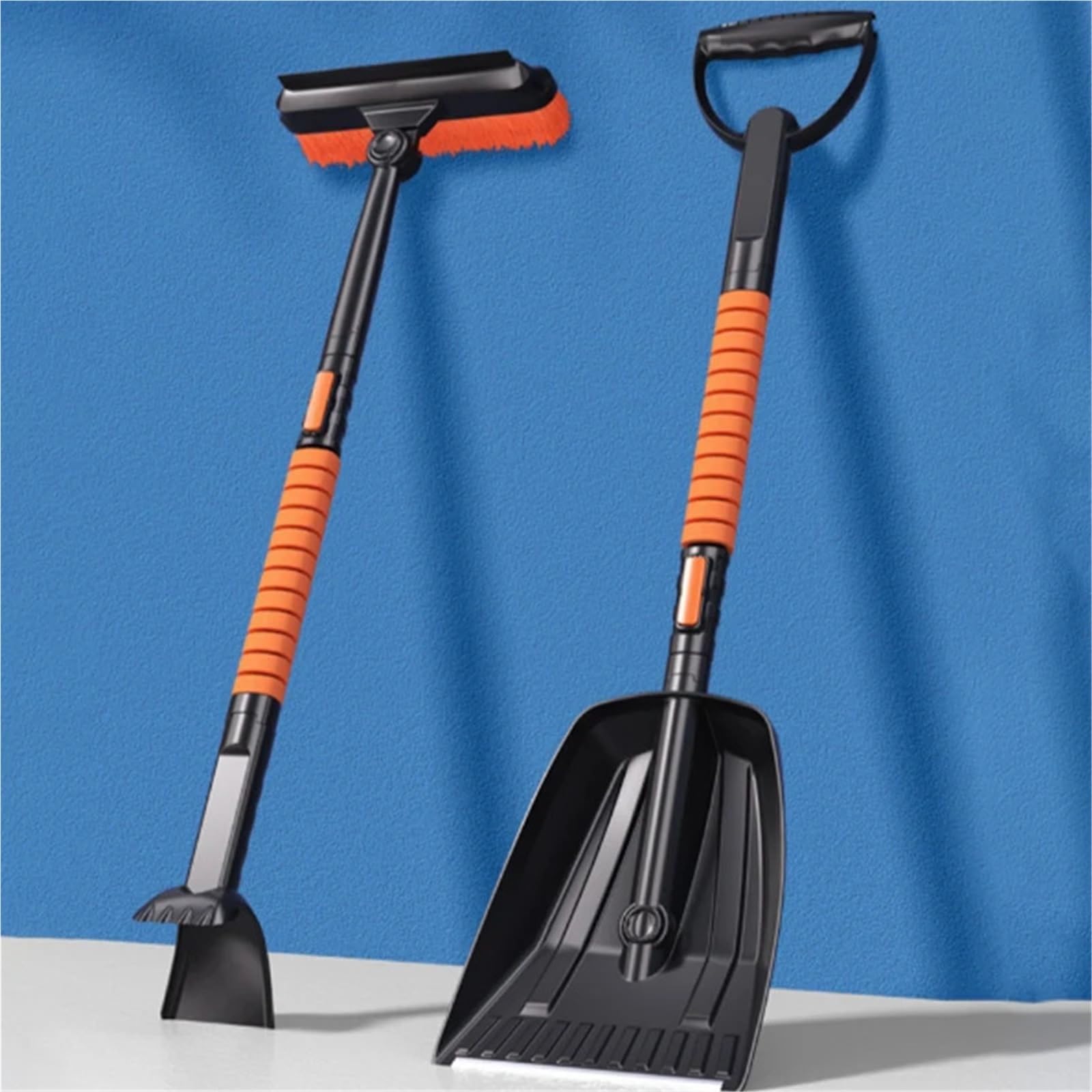Generisch Einziehbarer EIS-Autoschaber und Schneebesen, ausziehbare Winter-Schneeschaufel mit Eiskratzer, automatisches Reinigungswerkzeug-Set(Color2)