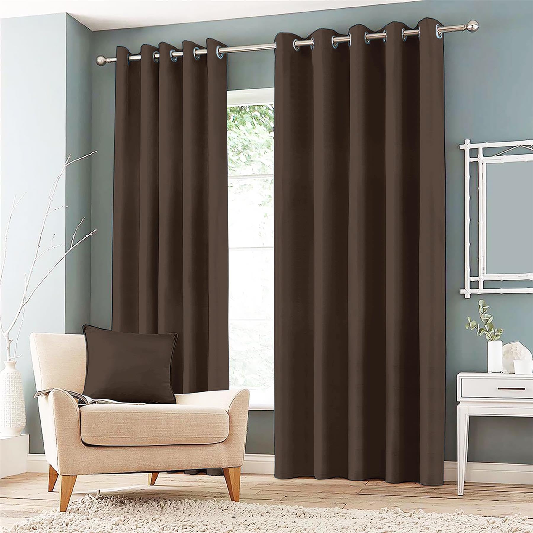 Roseley Eyelet Blackout Curtains For Bedroom Living Room Two Thermal Insulated Panels Noise Reduction Window Treatment [Brown, 66" x 72"]