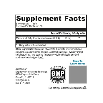 Amazon.com: XYMOGEN DHEA 25 mg - Micronized DHEA Supplement