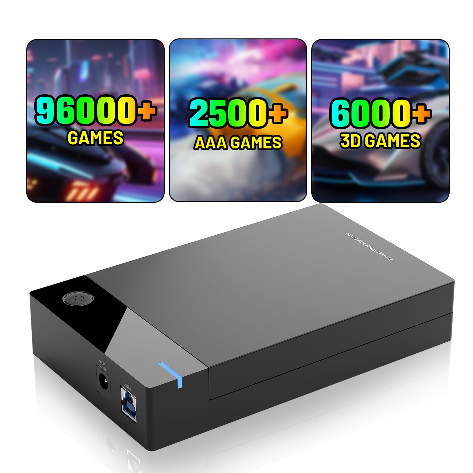 Kinhank 12tb Retro Gaming Hard Drive with 96000+ Games,Retro Game Console with 400+ Emulators,Emulator Hard Drive for PC Compatible with Win-7/8/10/11