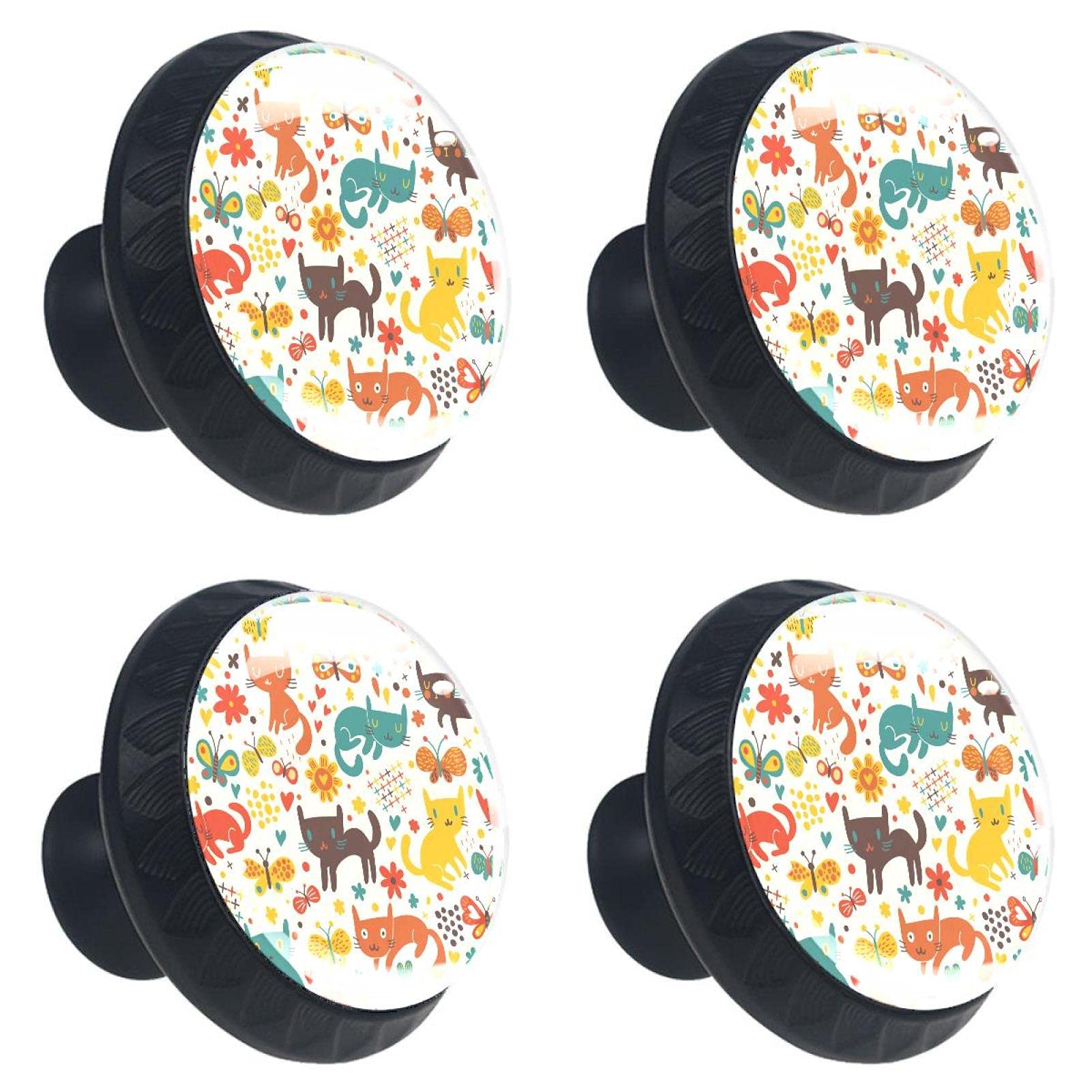 Boutons de tiroir chat et papillon pour décorer la commode de la chambre