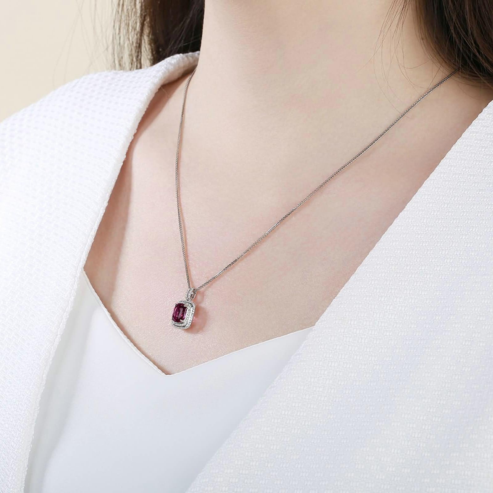 Collar para mujer de oro blanco 375 585 750 con espinela violeta 2