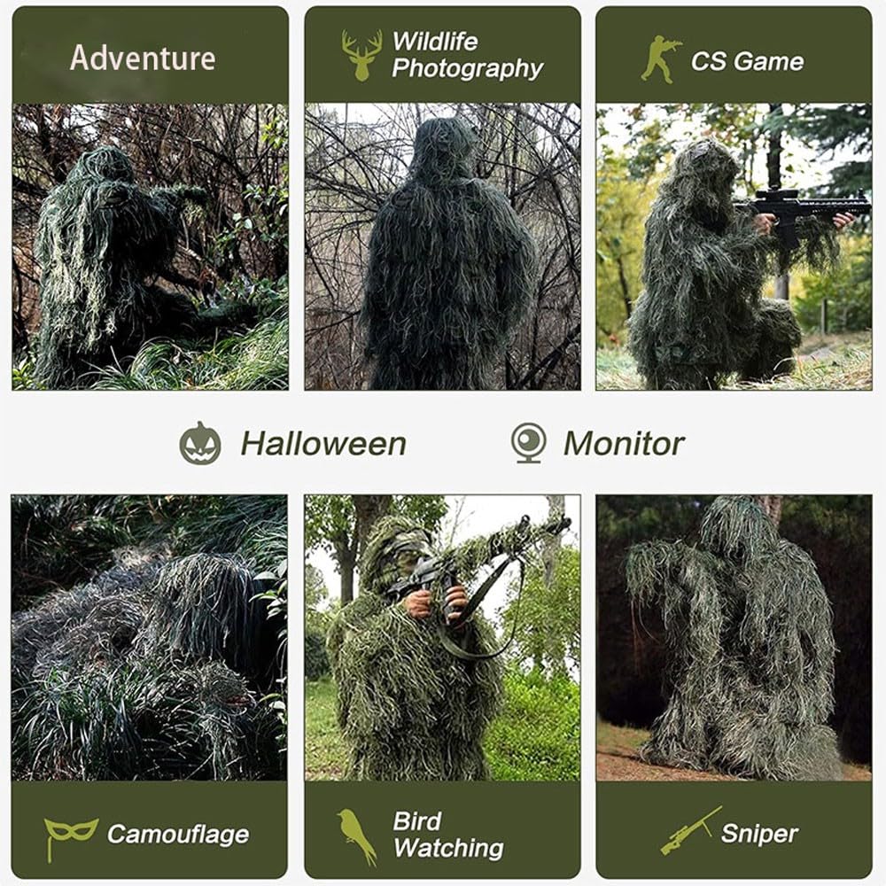 Ghillie Suit Camuflaje, Ghillie Sniper, Ropa Deportiva específica para montañismo, exploración, Caza, Camuflaje Desierto Francotirador Airsoft Fotografia 3D