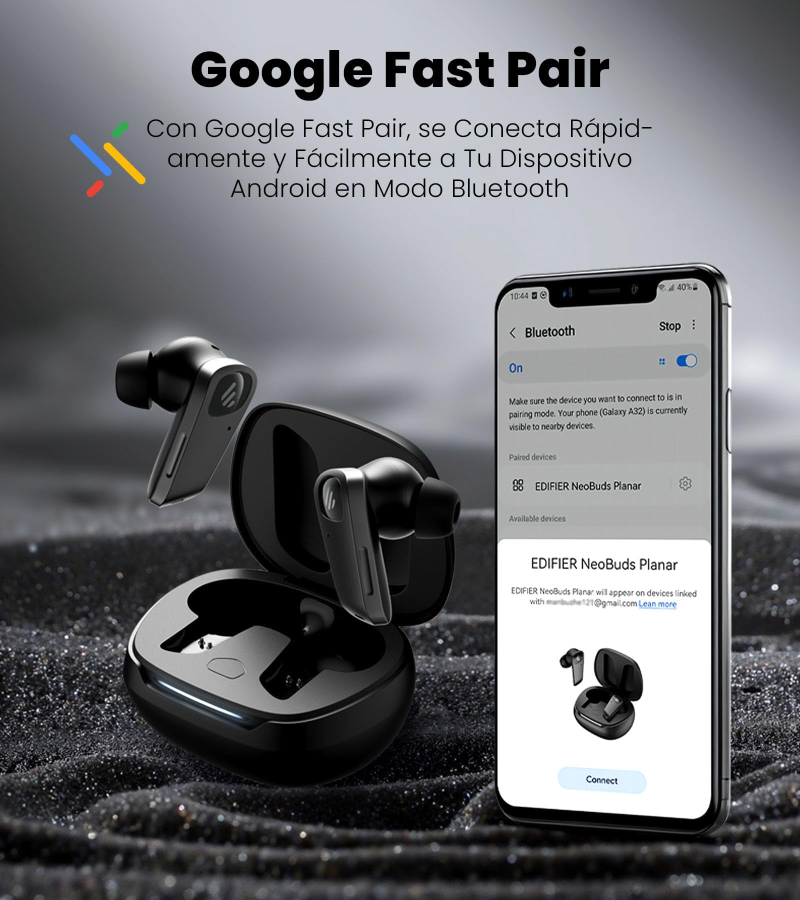 Edifier NeoBuds Planar Auriculares TWS con Driver Plano & ANC Híbrido | Driver plano de 12mm, LDAC Hi-Res, 30h de batería, Carga inalámbrica, IP55, para deporte y uso diario