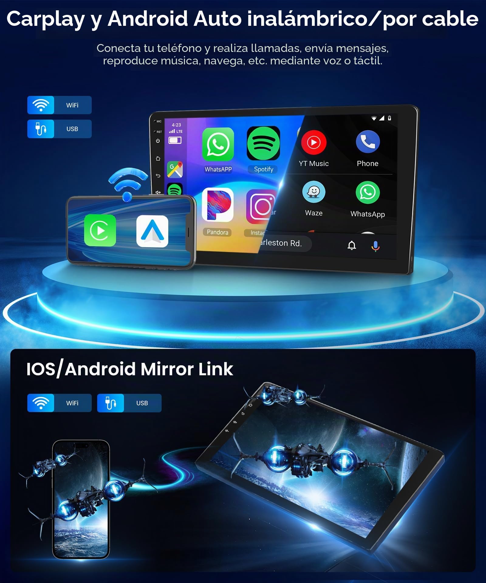6G+128G 8 Core Wireless Carplay Android 13 Radio de Coche 2 DIN para Mercedes Benz Smart Fortwo 451 2005-2010 9 Pulgadas Radio Coche Android Auto Navi GPS WiFi Bluetooth FM/RDS/DSP EQ Cámara Trasera