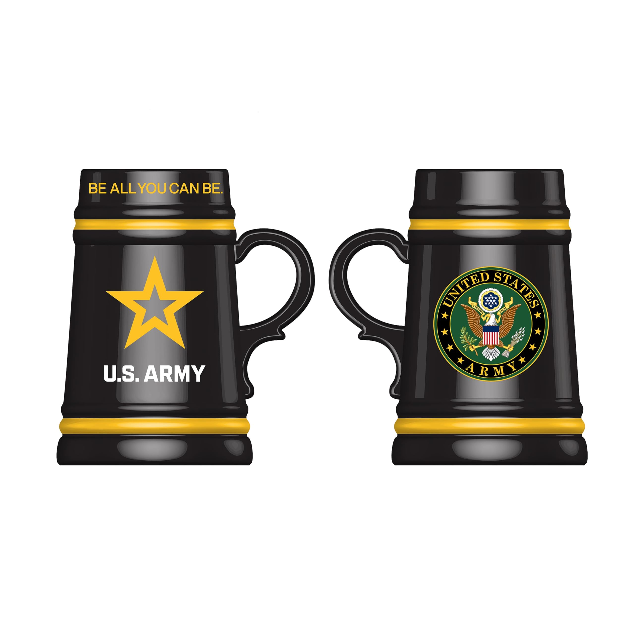 Team Sports America US Army Ceramic Stein Cup with Handle, 24 oz. Beer Stein Mug, Drinking Cups For Bar, Alcohol, Beverages, Coffee, Teas, Gift for Military and Veterans