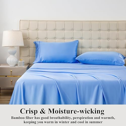 Miniatura 2 de MEISHANG Juego de sábanas de viscosa de bambú, tamaño California King, 100% viscosa orgánica pura, juego de sábanas de bambú refrescante de 400