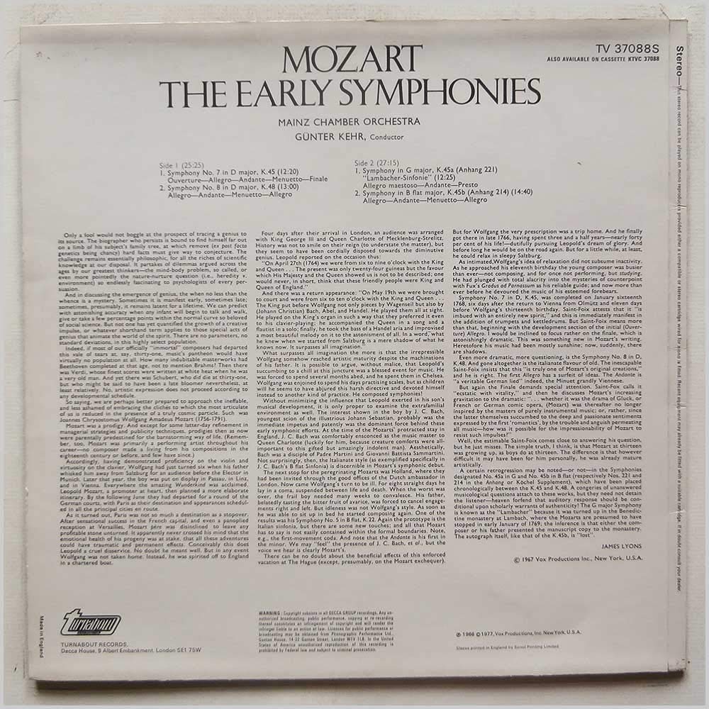 The Early Symphonies: No.7 K.45, K.45a, K.45b & No.8 K.48