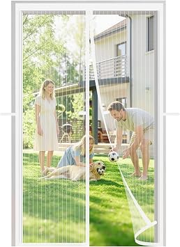 Meet Beauty Moustiquaire Magnetique Porte Fenetre 130x200cm, 3ᵉ Génération Anti-vent, Installation Facile, Multi Tailles Disponibles, Blanc : Amazon.fr: Bricolage