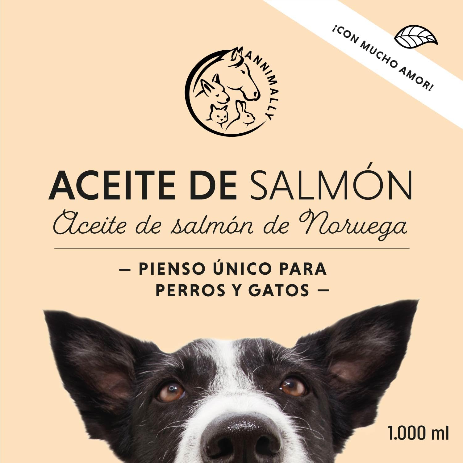 Annimally Aceite de Salmón Escocés para Perros, Gatos y Caballos 1 Litro - con 30% de Ácidos Grasos Omega 3 y 6 - Aceite de Pescado para Dieta Barf - Producto Natural Puro