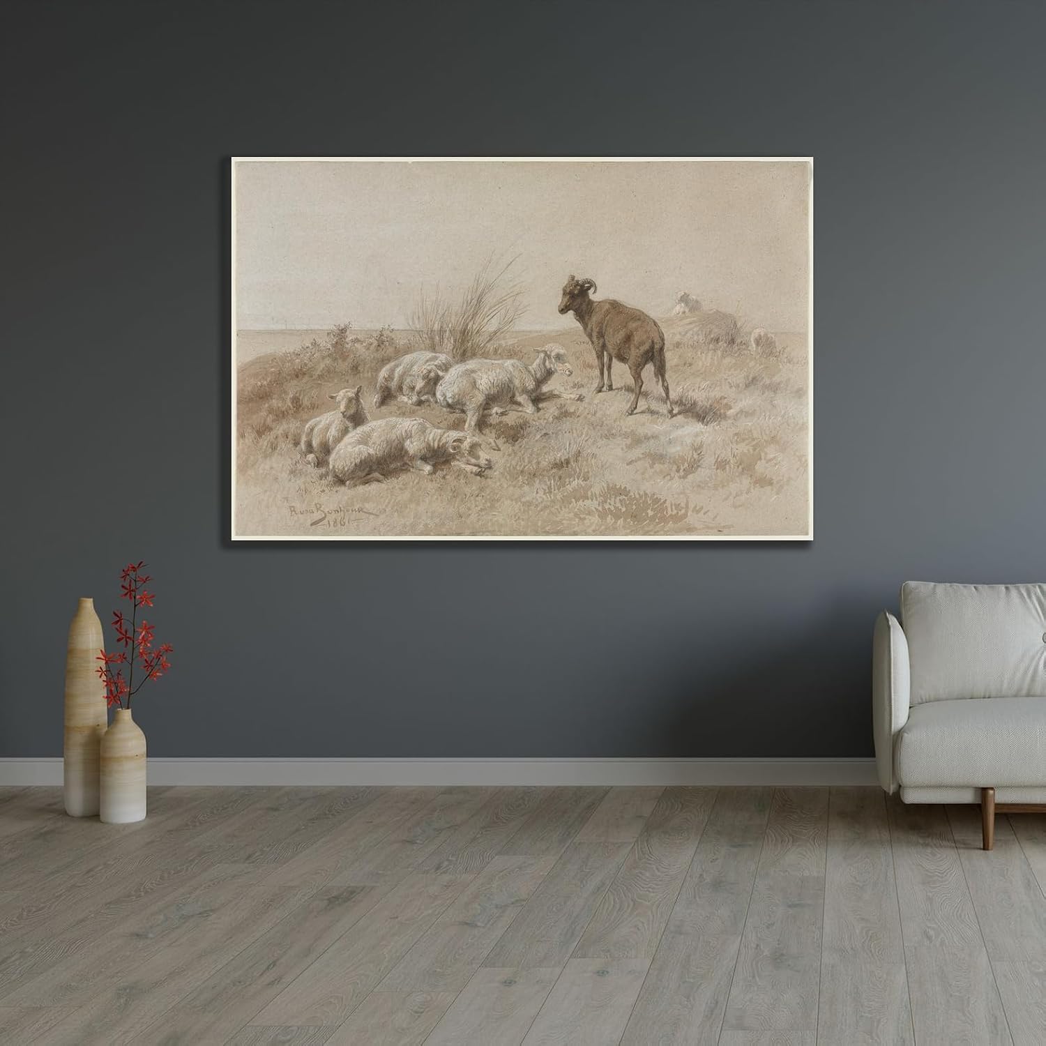 ArtDirect Sheep (1861) Custom Framed Art Print Giclee Print or Canvas Options with Various Sizes and Customization by Rosa Bonheur