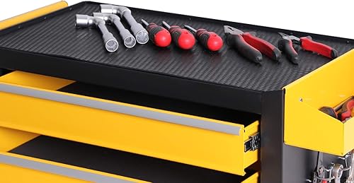 Miniatura 5 de Carrito Caja de Herramientas Resistente de Acero Rodante con Puertas con Cerradura (TZ12 Negro Amarillo)