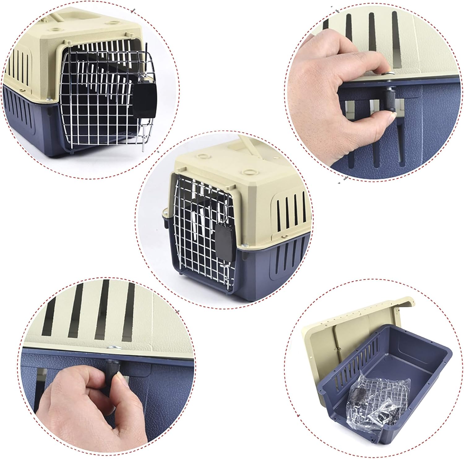 Dporticus Portable Pet Airline Box,Outdoor Portable Cage Carrier Suitable for Dogs Cats Rabbits Hamsters etc,Three Size : Pet Supplies