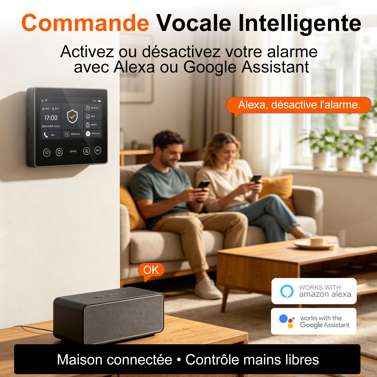 XUK Alarme Maison sans Fil 4G + WiFi, Kit Alarme sans Abonnement | Écran tactile 4,3", détecteurs d'ouverture et de mouvement inclus, application Tuya Smart, compatible Alexa & Google
