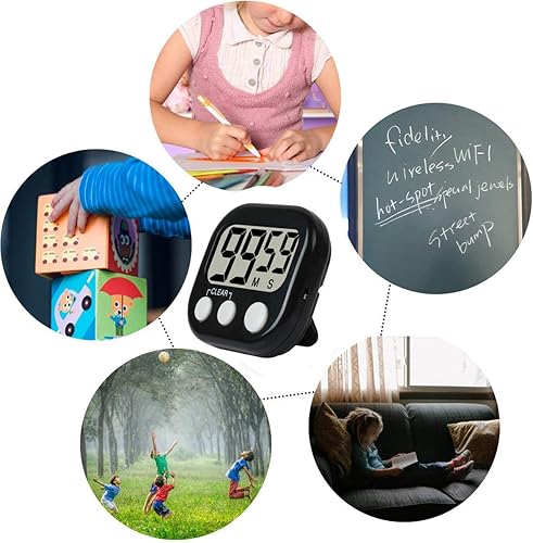 Miniatura 3 de Paquete de 12 temporizadores digitales de cocina, pantalla LCD grande, alarma fuerte, soporte magnético fuerte, cuenta regresiva de minutos y