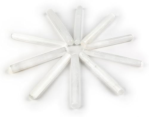 Miniatura 7 de JIC Gem Varitas redondas de selenita, 10 piezas de piedra de cristal áspero natural, para sanación de chakras Reiki, decoración del hogar, 5.5-5.9 in