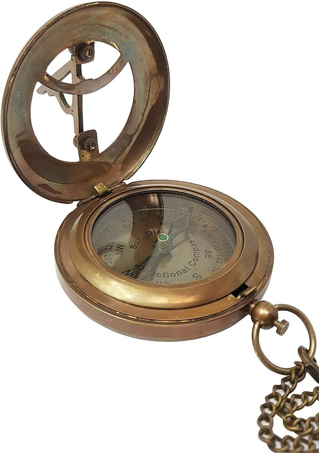 Brass Sundial Compass with an Exquisite Top Grain Leather Case Antiquated Finish Beautiful Gift