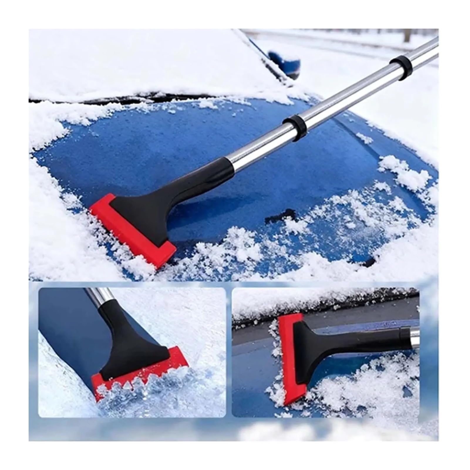 Spazzola telescopica for neve con raschietto for ghiaccio staccabile for auto, for la pulizia della rimozione del gelo dai finestrini dei veicoli SUV, camion(Blue)