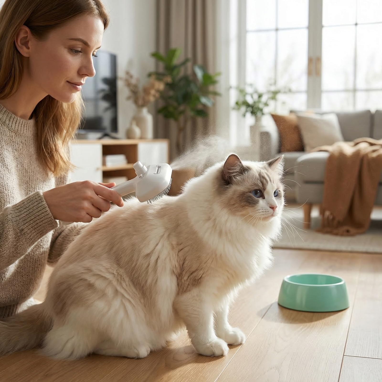 3 in 1 Spazzola per Gatti Cani, Elettrica Spazzola a Vapore per Cani con Pulizia Raggi Ultravioletti, Pettine per Gatti Massaggio Capelli Lungo e Corto, Riduzione dell'Elettricità Statica, Peli Morti