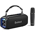 Bobtot Portable Bluetooth Speaker with 2 Wireless Microphones 40W Peak Outdoor Speaker IPX5 Waterproof Speaker with Handle Stereo Loud Sound, 8000mAh Battery for Kids, Home & Outdoor Party