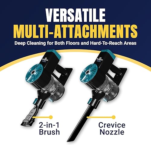 Miniatura 8 de Strongcore Aspiradora inalámbrica limpia con batería recargable, multiherramienta incluida con filtro HEPA, diseño autosuficiente, luces LED y mango