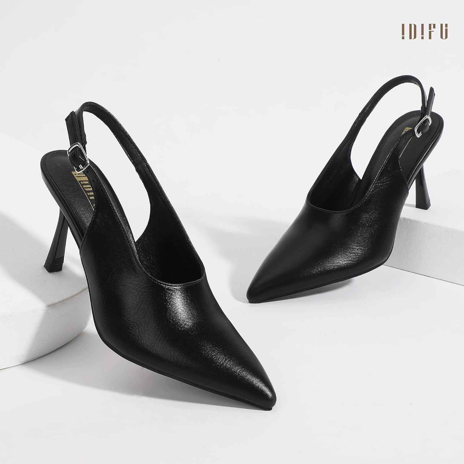 IDIFU IN4 Slingback Closed Toe Heels Women's Pumps High Stiletto Pointed Toe Heels Prom Wedding Work Dress Shoes for Women Dressy Comfortable Sexy Trendy Fashion Pumps Shoes