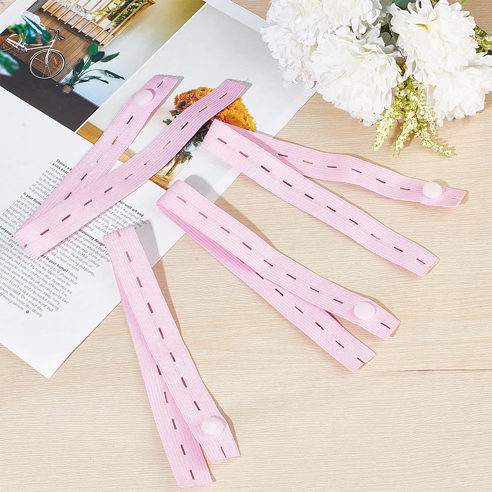 DELORIGIN 30pcs Pink Elastic Bands for Crafts Bed Sheet Organizer Bands Adjustable Clothing Storage Strap Closet Organizer for Bed Sheet Elastic Band with Buttonholes for Crafts Sewing Belt Storage - Image 4