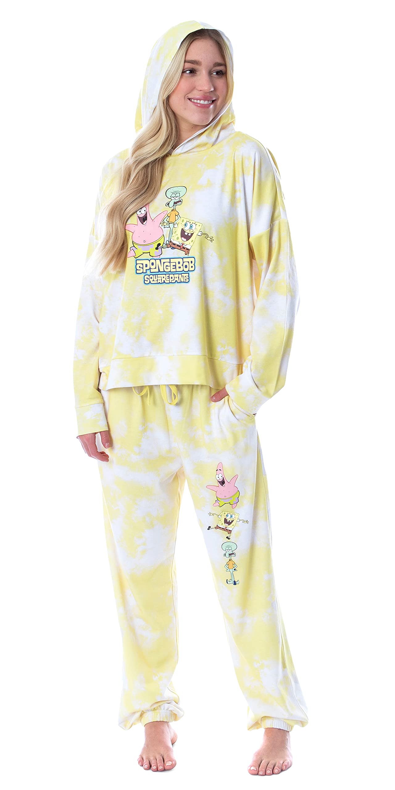 INTIMO Spongebob Squarepants Tie Dye Womens' Pajama Loungewear Hooded Jogger Set