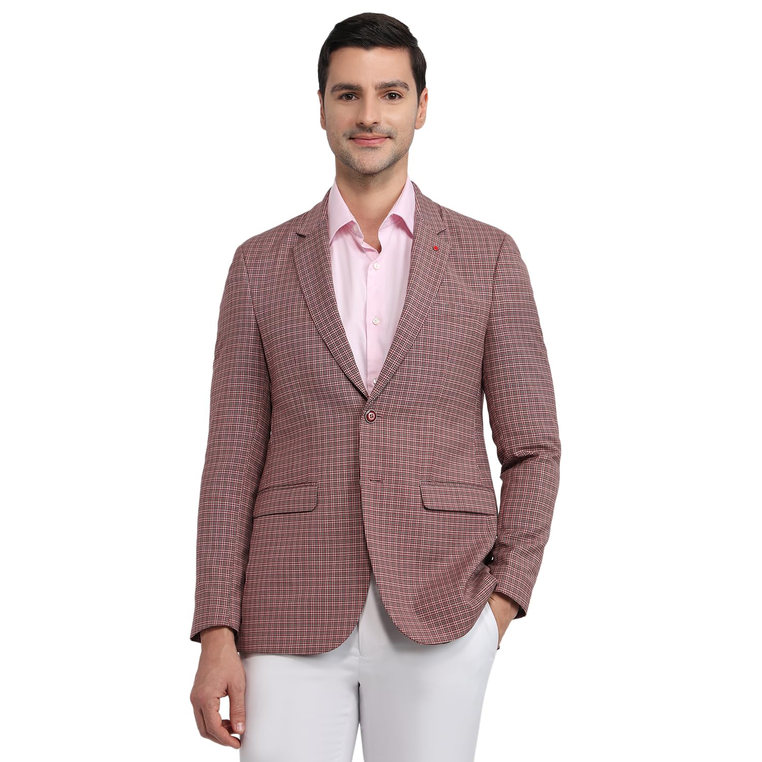 raymond Men Contemporary Fit Checks Pattern Polyester Wool Blend Notch Lapel Full Sleeve Formal Blazer-picture-13