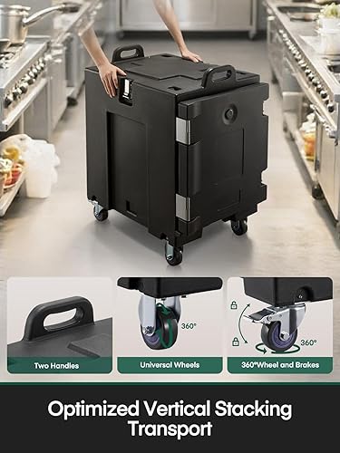 Miniatura 4 de Calentador de alimentos para catering con ruedas, transportador de bandeja de alimentos aislado de 80 cuartos de galón, caja calentadora de