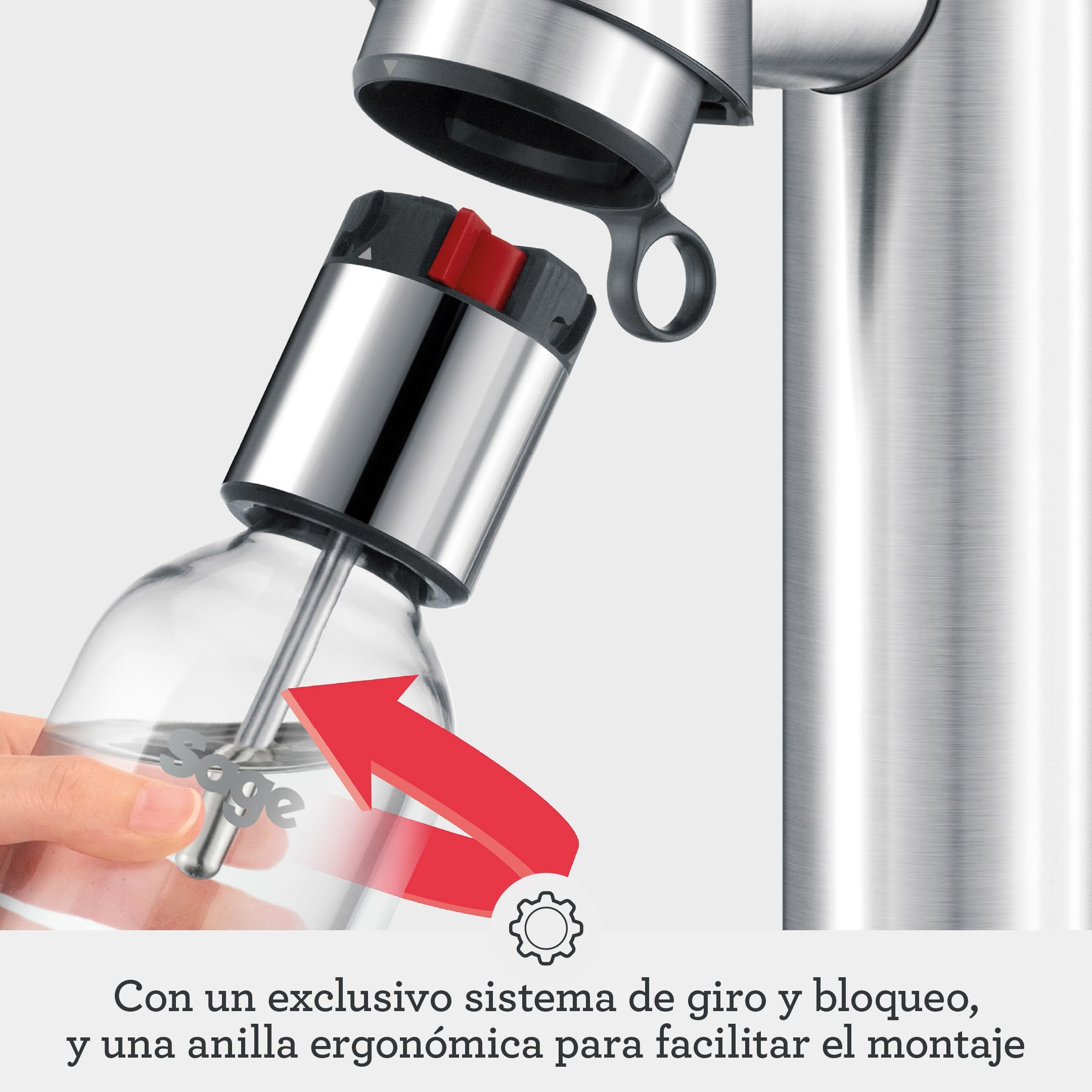 Sage InFizz Fusion Para Hacer Refrescos en Casa - Para Agua con Gas, Zumo, Té, Cócteles y Bebidas Gaseosas, Acero Inoxidable