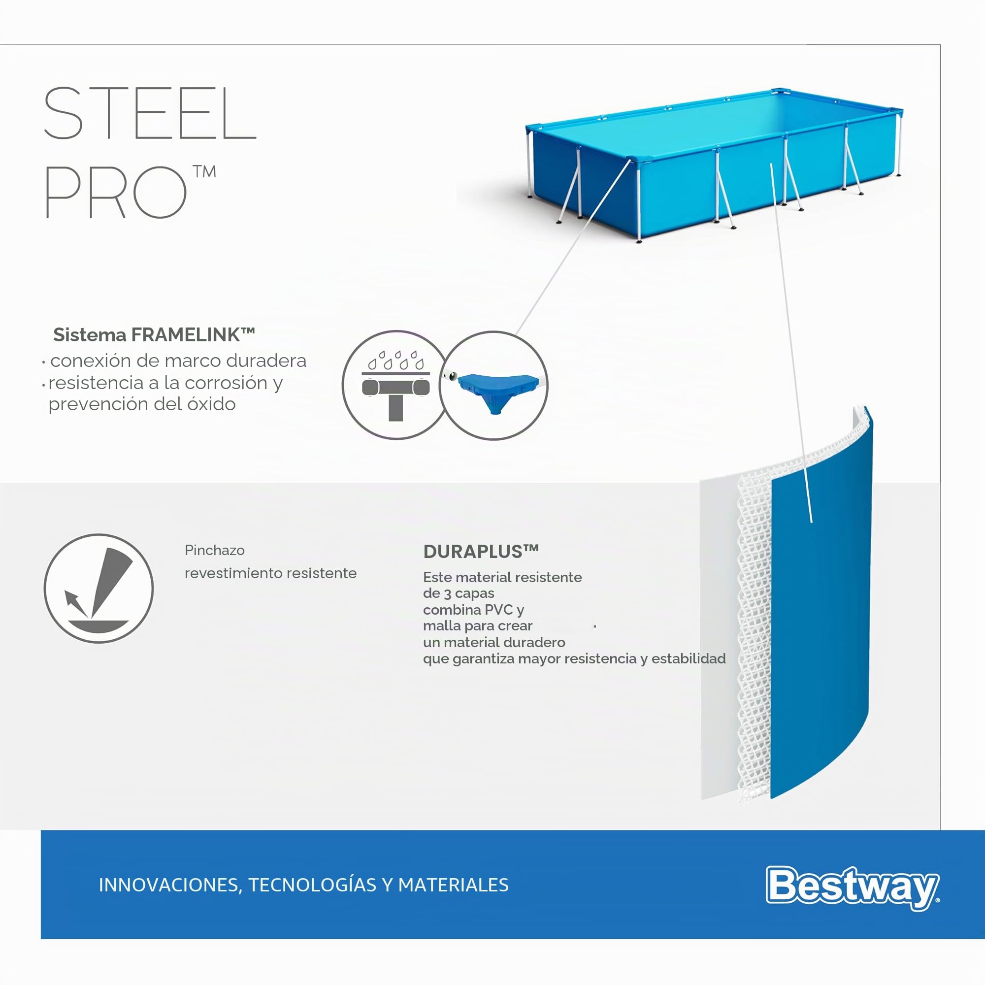 Bestway 56404-19 Infantil Bestway Deluxe Splash Frame Pool Piscina Desmontable Tubular, 300 x 201 x 66 cm