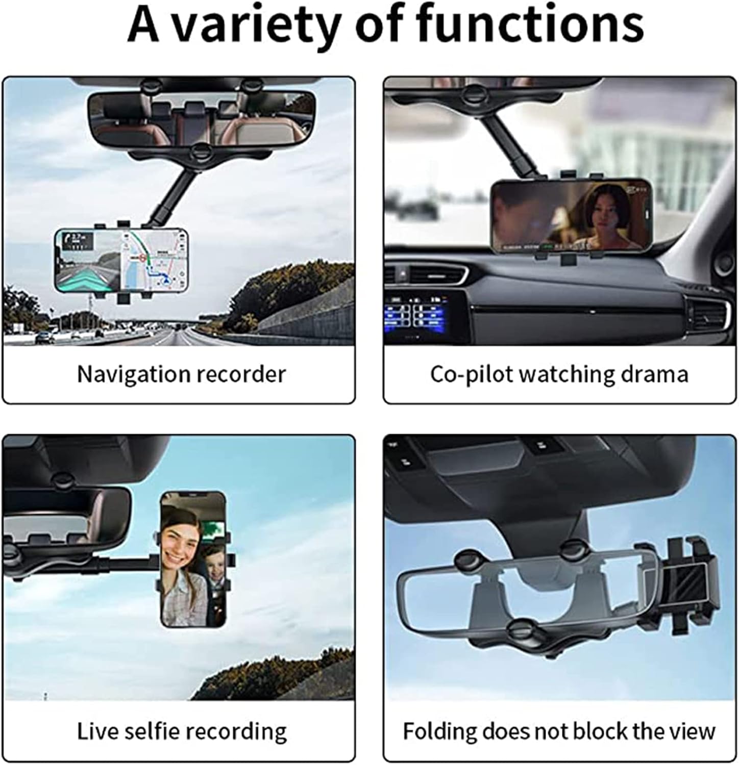Kriaye Phone Mount for Car with Super Stable & Easy Install,360 Degree rotatable and Retractable car Phone Holder for All Mobile Phones