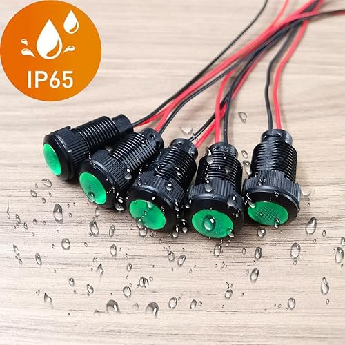 Miniatura 42 de 5pcs 0.472 in LED Metal Indicador Luz AC 110V-220V Impermeable Señal Lámpara (Rojo)
