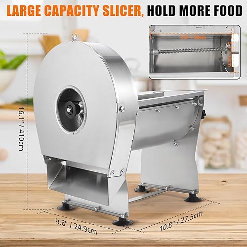 Miniatura 2 de Cortadora de verduras eléctrica Máquina de cortar frutas comercial Tomate er 0.000-0.394 in de espesor de acero inoxidable ajustable para limón