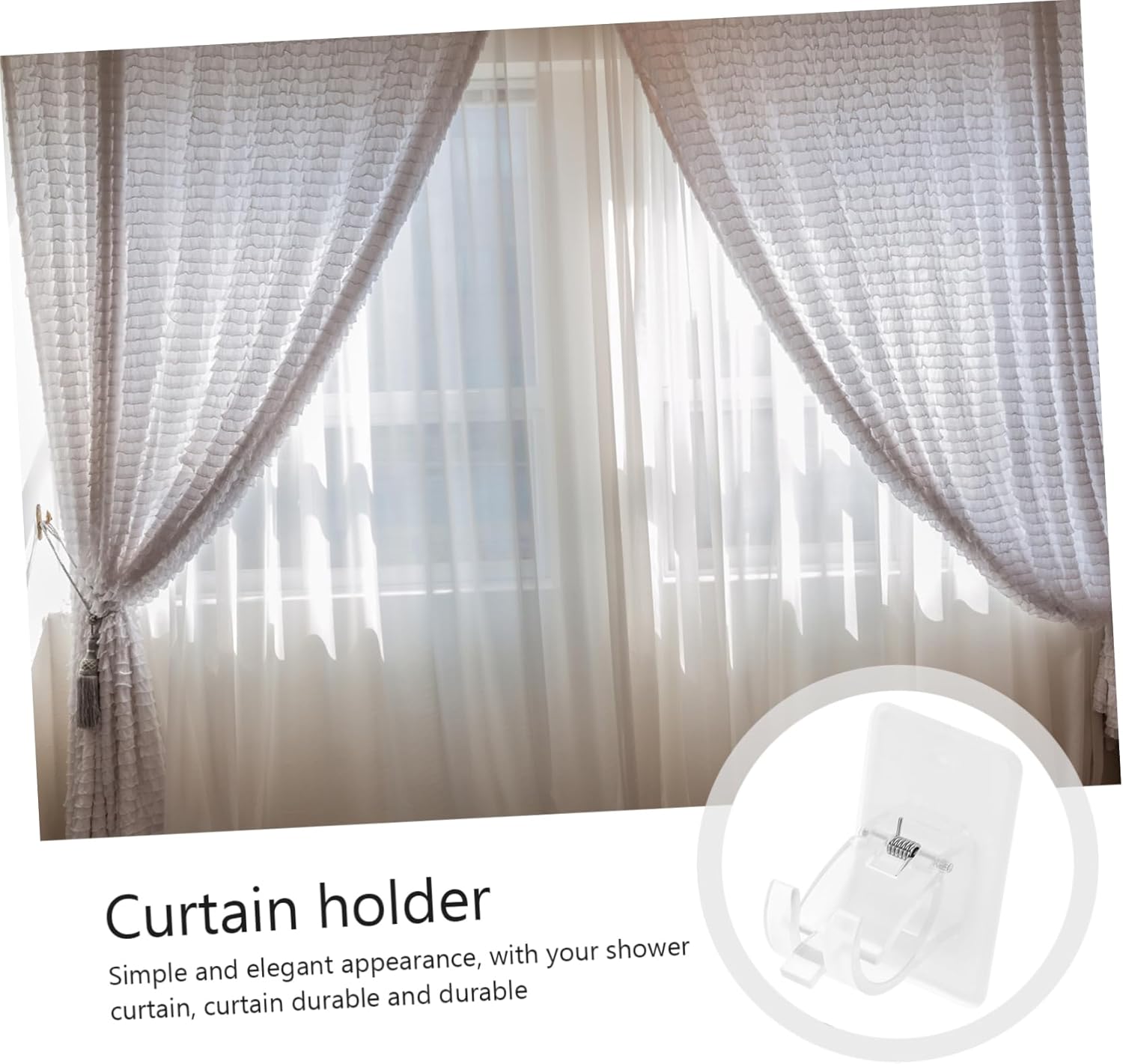 Luxshiny 16pcs Self-Adhesive Curtain Rod Brackets No Drill Installation Towel Rod Holder for Living Room Bedroom Kitchen and Office Use