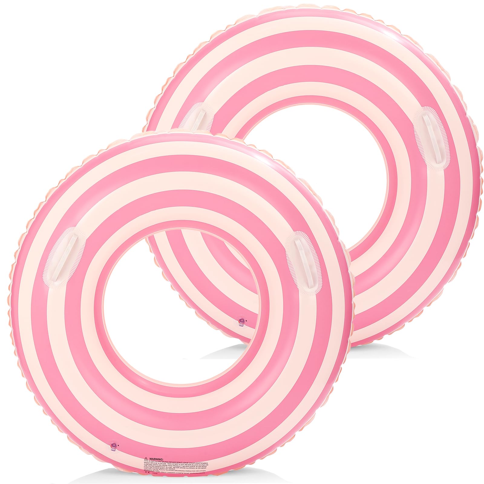 Photo 1 of 2 PCS Large 35 inch Inflatable Pool Floats for Swimming Pool Party Lake Beach Adults -Striped Floaties Pool Tubes Swim Rings Tubes Floaties for Beach Pool Party Decorations (Pink -Lollipop)