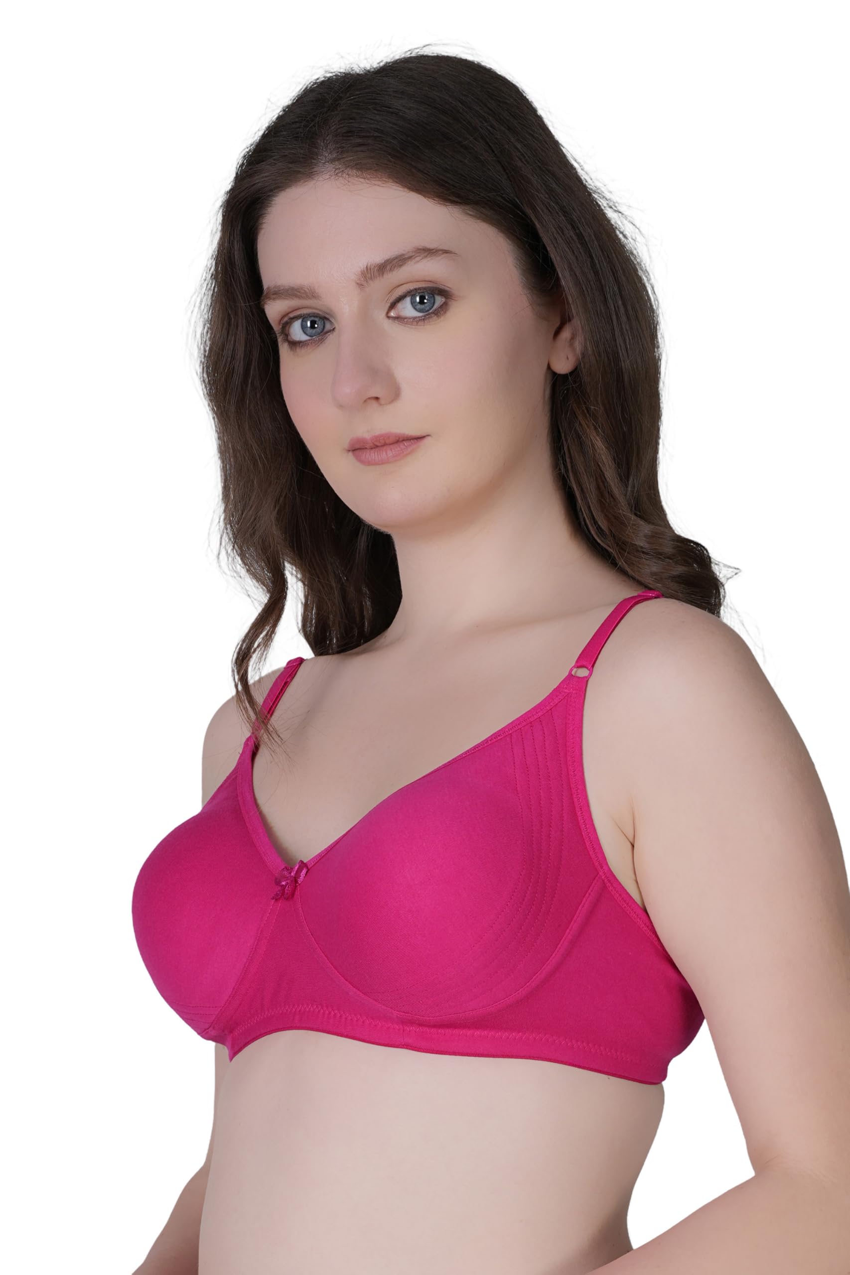 dempsey Women's Cotton Non-Padded Wire Free Full Coverage Bra Magenta-picture-20