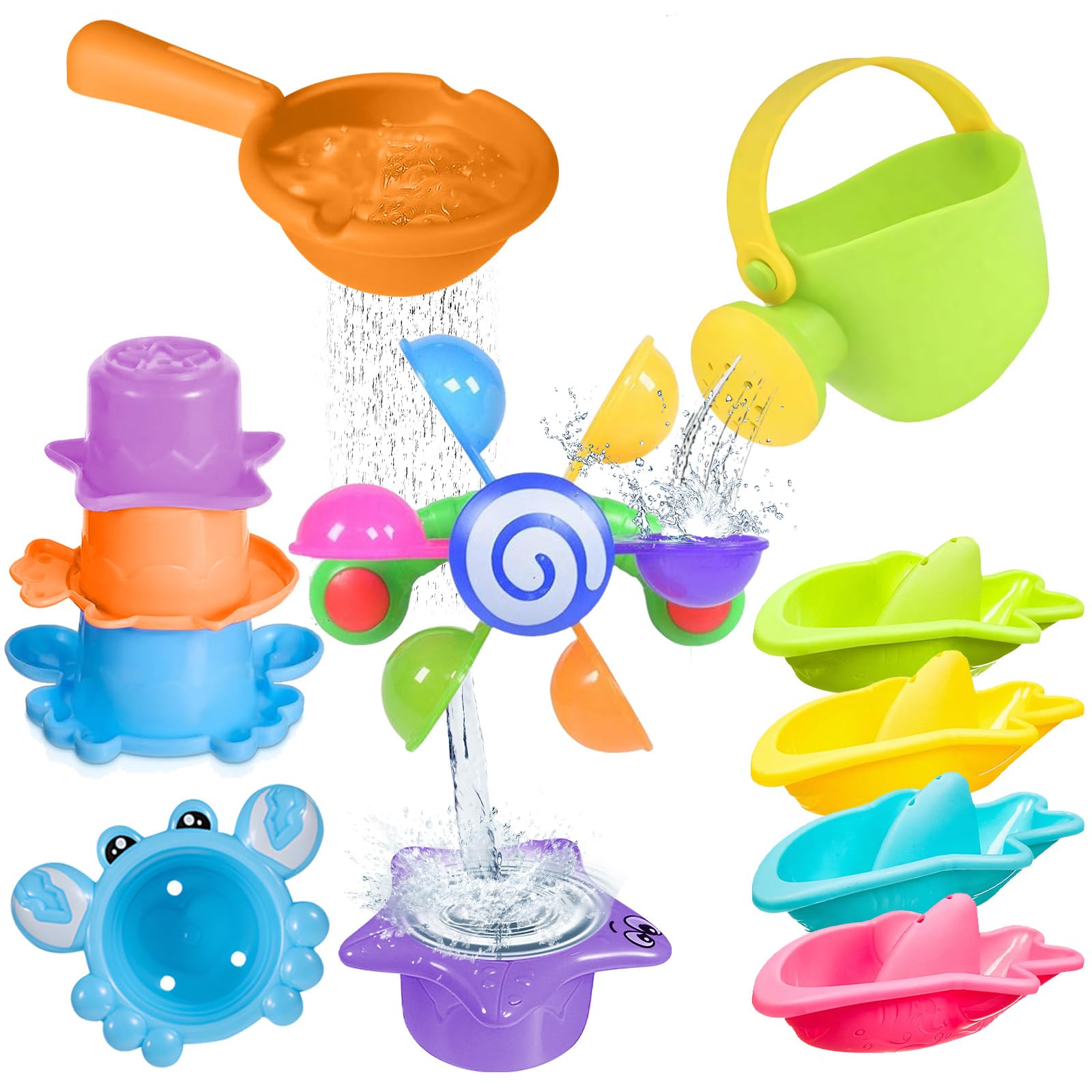 Komicea Badewannenspielzeug, Badespielzeug Baby, Wasserspielzeug Kinder, Badewannen Spielzeug Geschenk für Jungen und Mädchen Geburtstag