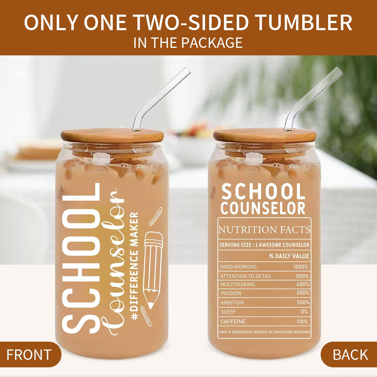 School Counselor Gifts, Counselor Appreciation Gift, School Counselor Week gifts, Counselor Gifts for Women Men, School Counselor Office Must Haves Glass Cup 16 OZ
