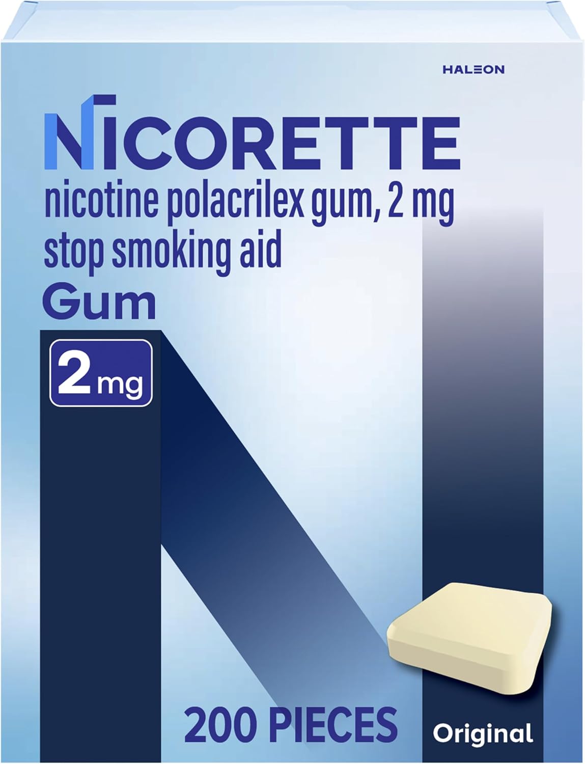 Nicorette Nicotine Gum Stop Smoking Aid, 2 mg, Original Flavor - 200 Count 2mg Original 200 Count (Pack of 1)