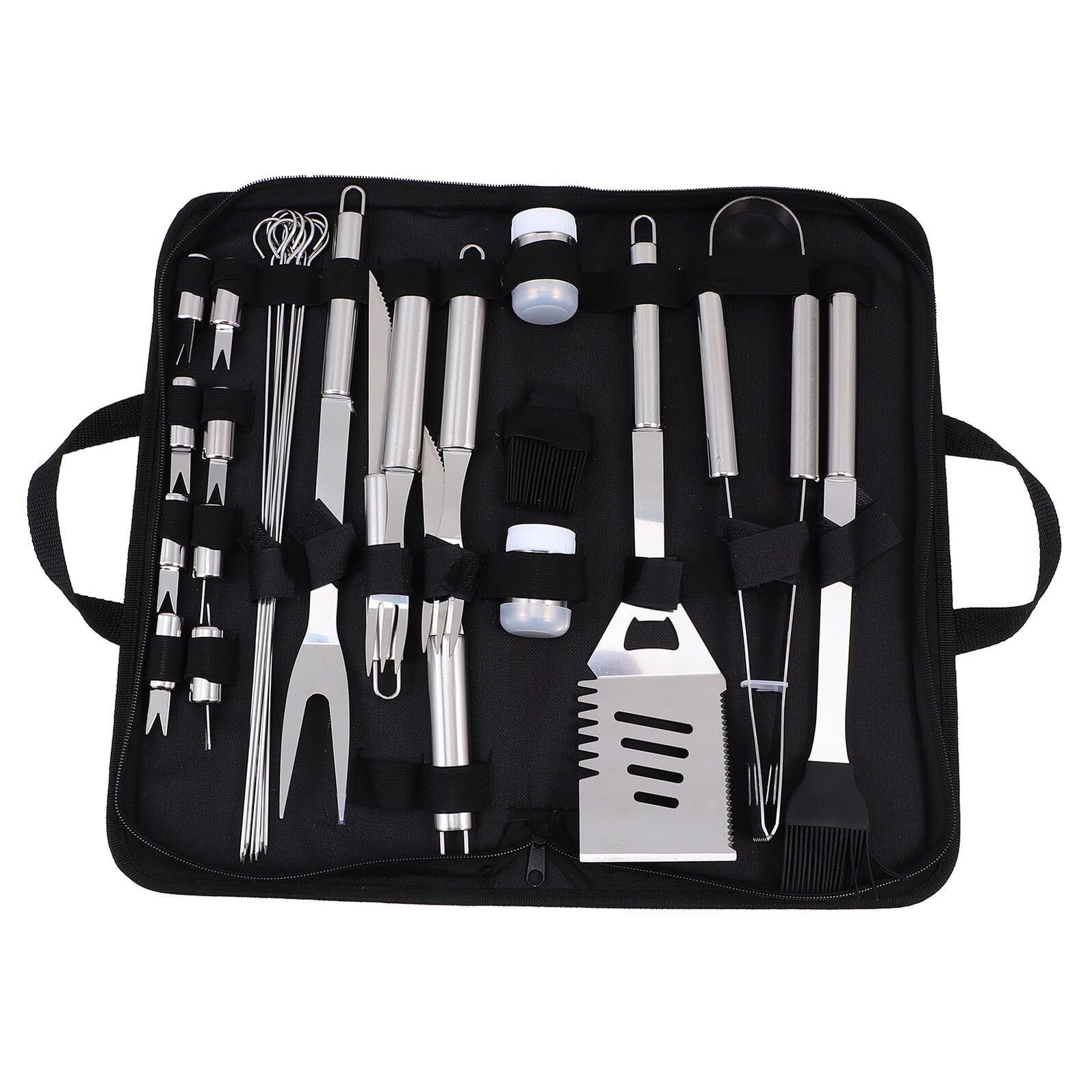 Kit Utensili Barbecue in Metallo Resistente Completo per Grigliata Casa e Outdoor Attrezzi Resistenti e Pratici con Borsa Oxford Accessori Barbecue Essenziali per Grigliate