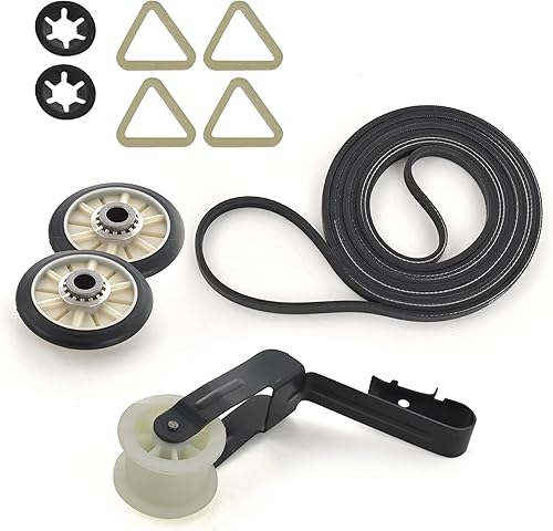 Miniatura 1 de 4392065 Kit de reparación de secadora - Correa de tambor 341241, polea tensora 691366, 2 rodillos 349241T, 2 clips compatibles con Whirlpool Kenmore