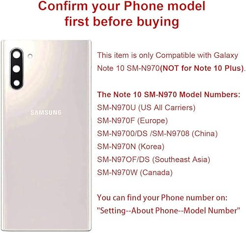 Vista 11 de Reemplazo de cristal trasero trasero para Samsung Galaxy Note 10 de 6.3 pulgadas con kit de herramientas de reparación y adhesivo preinstalado