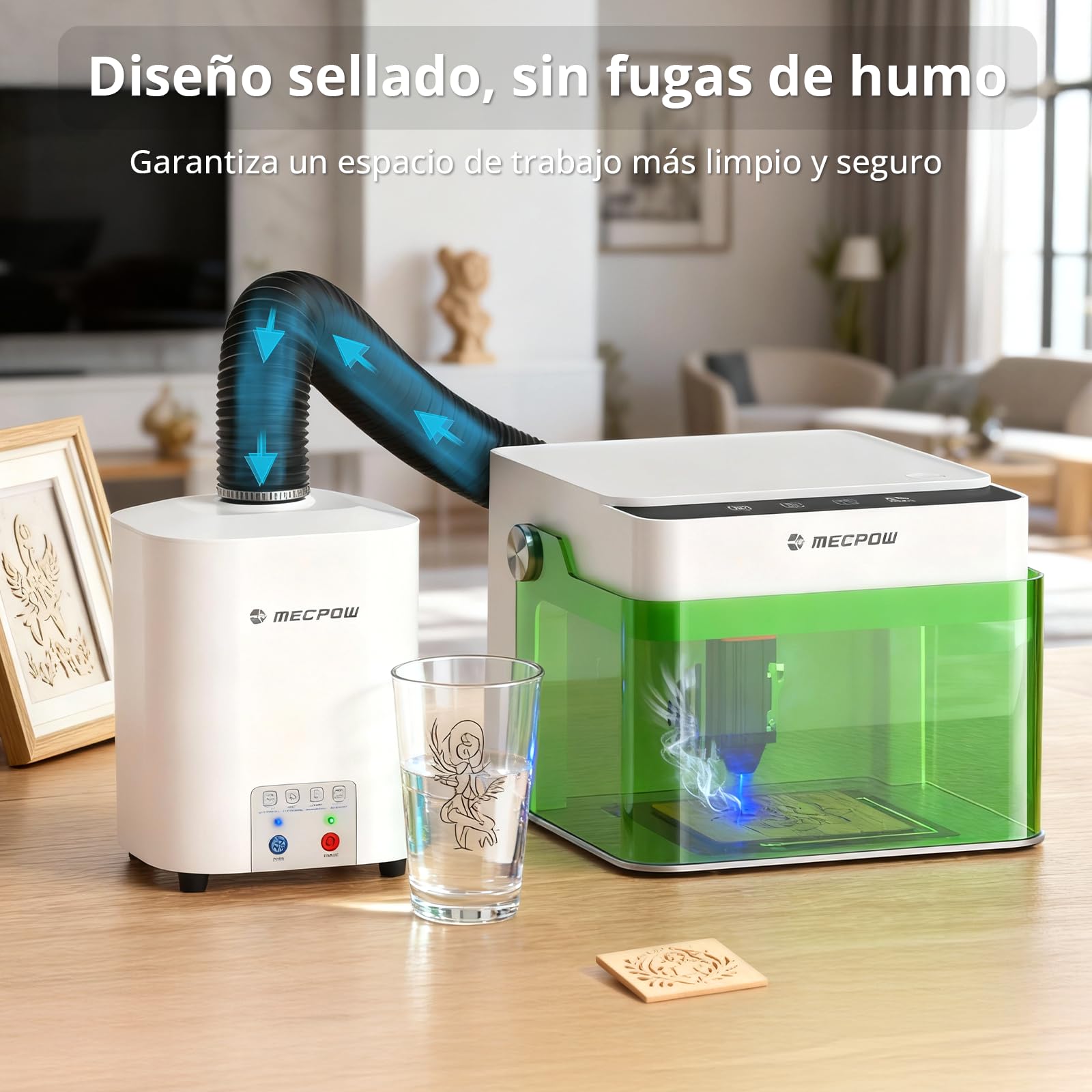 P50 50W Aspiradora de humo de soldadura, 128 m³/h Fuerte aspiración Elimina el olor y el humo con sistema de filtro de 3 capas, Portátil, silencioso, Limpiador de humo, Adecuado para máquinas